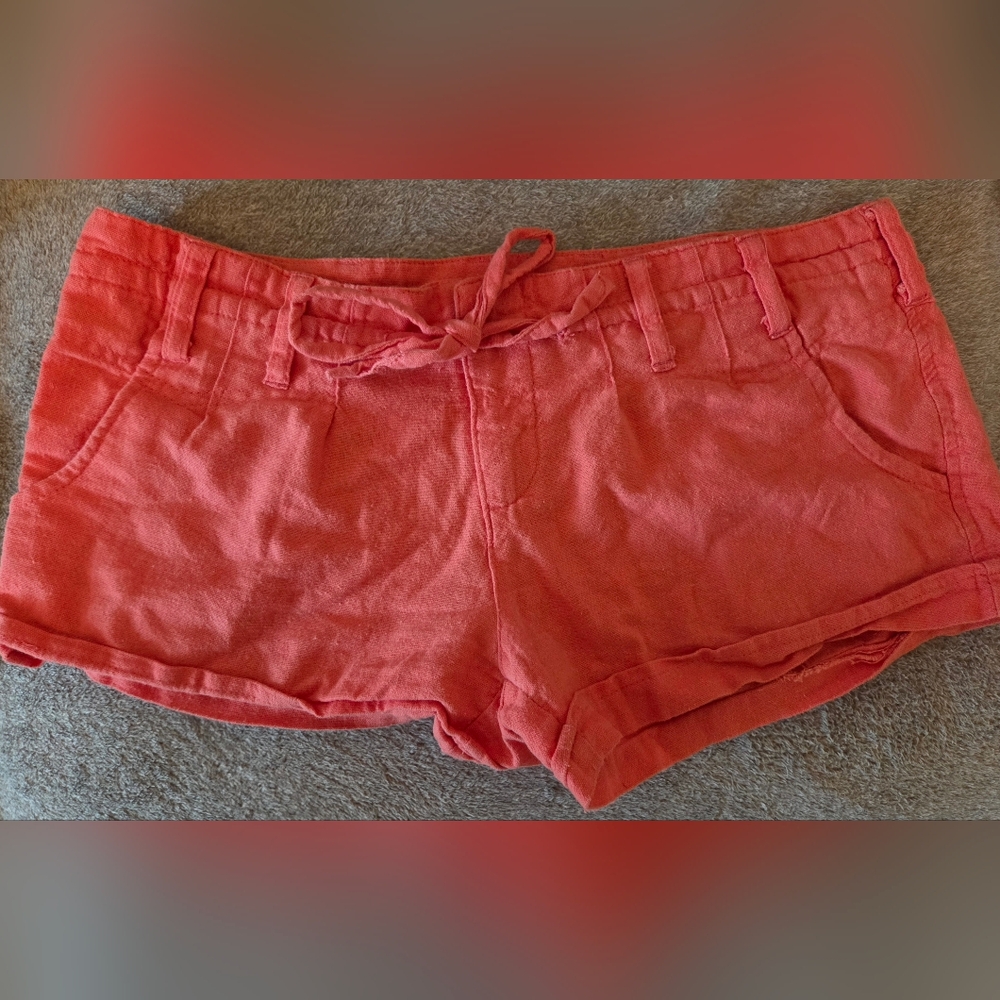 Body Central Coral Linen Shorts